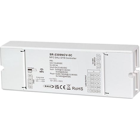 Controlador DALI DT6/DT8 NFC - 5 Canales - MONO / CCT / RGB