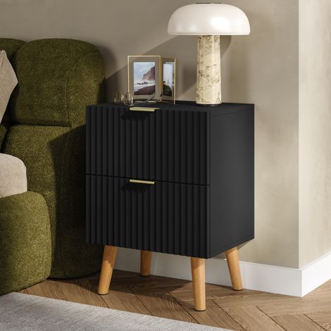 Nachttisch Nand 2 Schubladen 55x40x30 cm Schwarz [en.casa] (1/5)