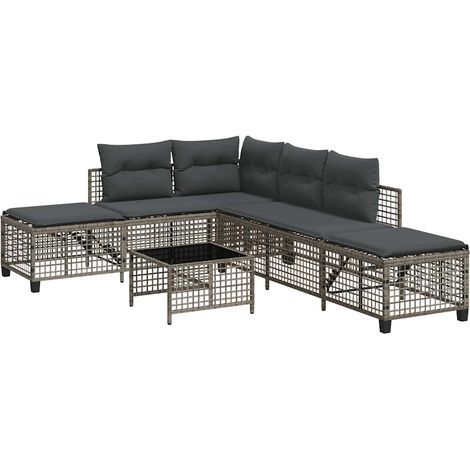 Maison Exclusive - 3-tlg. Garten-Ecksofa-Set mit Kissen Grau Poly