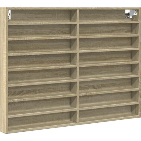 Vetrina moderna ed elegante con pratico spazio contenitivo 100 x 8 x 75 cm realizzata in legno composito di rovere Sonoma 020049515