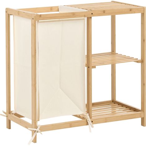 Badezimmerschrank PUILAR 68 cm mit Wäschekorb Bambus Hellbraun (1/5)