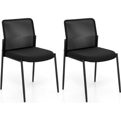Waiting Room Chair Set of 2 Stackable Office Armless Mesh Guest Chairs (1/5)
