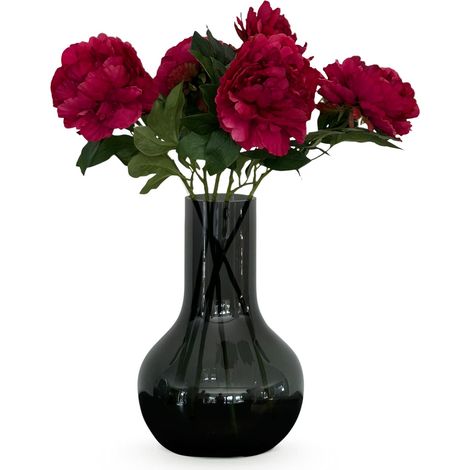 Lot de 5 Pivoines Artificielles Rose Foncé Fleurs Décoratives pour Vase Salon 65 cm - PANGIVO (1/5)