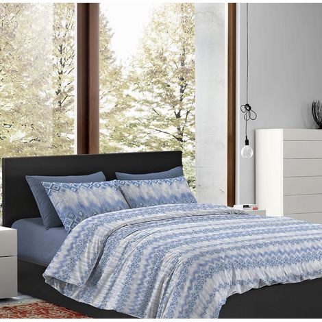 Parure Copripiumino Matrimoniale Sacco e Federe Due Piazze Con Stampe Moderne In Morbido Cotone Stampato Letto Due Piazze Disegni Moderni In Più Colori  Dis8 Blu