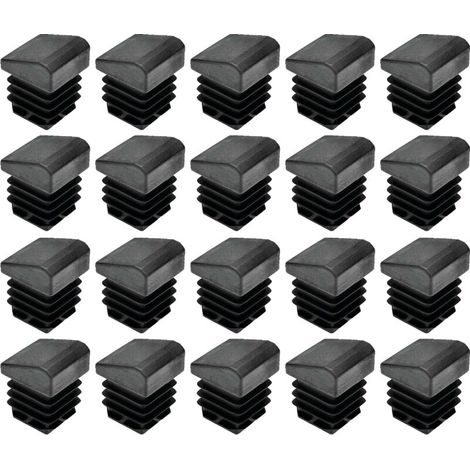 Cyclingcolors – Lot de 20 embouts de tube rentrant carré inclinés antidérapants en PELD – Dimensions 20 x 20mm – Protection pour meubles et chaises – Couleur noire (1/2)