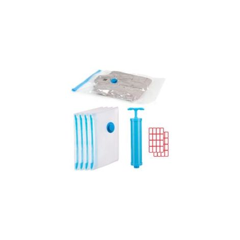 Sacs de Rangement Sous Vide, Sacs Compression,40 60cm Sacs de Compression Réutilisables, Sac de Voyage Sous Vide, Sacs Sous Vide pour Vêtements, Pompe Sous Vide, Étiquettes Autocollantes, 4 Pièces (1/5)