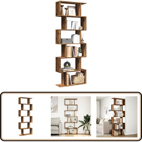 vidaXL Étagère séparatrice de pièce à 6 niveaux vieux bois 70x24x193cm (1/5)