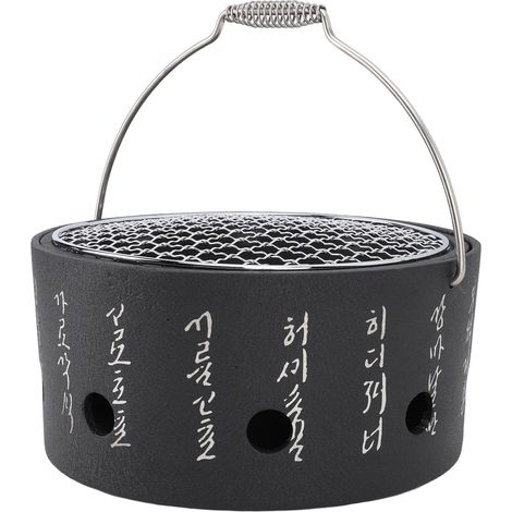 Réchaud de barbecue multifonctionnel en aluminium et acier inoxydable avec poignée de transport, idéal pour la cuisson au charbon de bois, le thé et le camping. (1/5)