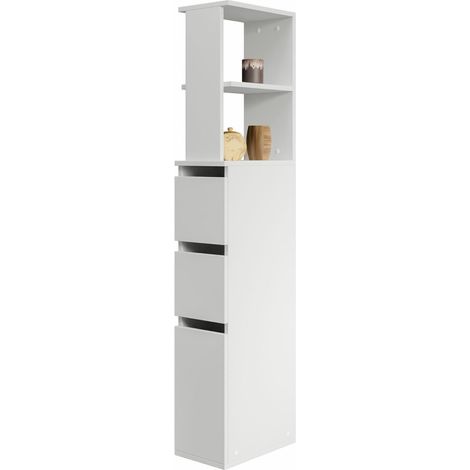 Mobilier1 – Armoire de bain indépendante à poser – 1 porte – 2 tiroirs – Stratifié – Dimensions 136x20x33cm – Bords protégés ABS pour durabilité (1/5)