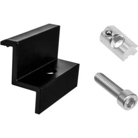 PVS-R2-Z40-SET-BLACK: Set di morsetti esterni con viti per il montaggio di un pannello da 40 mm su una guida PVS-R2, colore nero.