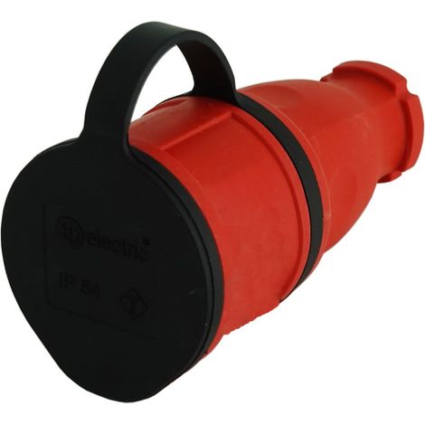 Tragbare gerade Steckdose 16A 230V 2P+Z rot Schuko-beständig (1/5)