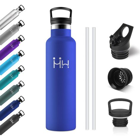 Gourde Inox 750ml, Bouteille Isotherme Acier Inoxydable, Étanche et Réutilisable, Isolation À Double Paroi Sous Vide, Bouteille d'eau avec Paille, sans BPA, pour Adulte, l'école, Alpinisme, Jogging (1/5)