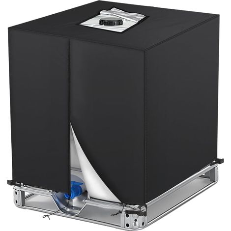 1 Bâche pour cuve IBC 1000L, Tissu Oxford 420D, Anti-UV, Imperméable, Avec fermeture éclair et  , Pour réservoir d'eau extérieur