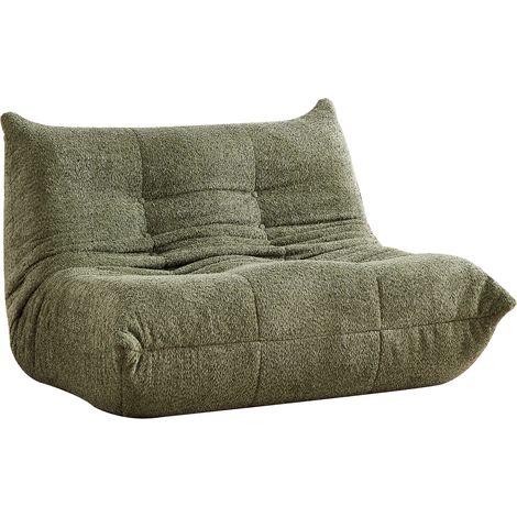 Canapé Togo 2 places chenille, fauteuil lounge de sol, chaise déco sans accoudoirs, style Togo mousse mémoire, petit salon cosy, chambre cocooning, gaming et bureau (1/5)