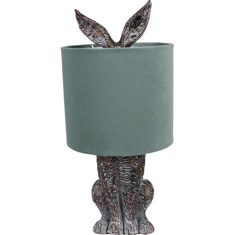 Lampe de table décorative Lapin en polyrésine style campagne marron et vert Ø 20 x 43 cm - PANGIVO (1/4)