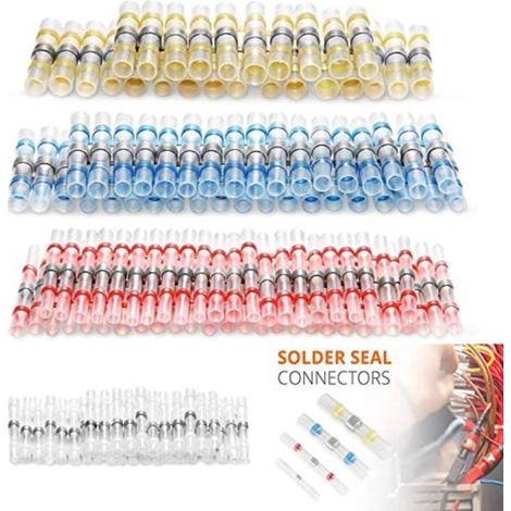 500 connettori per cavi impermeabili con guaina termorestringente, connettori a saldare con guaina termorestringente trasparente per applicazioni nautiche e automobilistiche. (1/4)