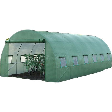 Cubierta de invernadero, fabricada en tejido OXFORD, dimensiones 6 m x 3 m x 2 m, superficie de cobertura de 18 m², 12 ventanas, puerta enrollable con cremallera. (1/5)