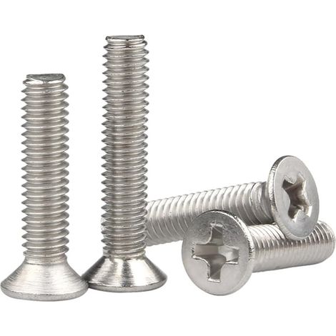 50 vis à tête plate Phillips M1 M1.2 M1.4, longueur 3–16 mm, en acier inoxydable 304
