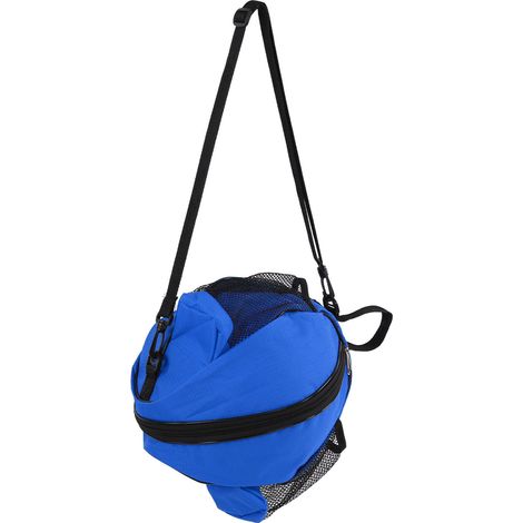 Sac de rangement en filet rond pour basketball, pochette en tissu Oxford pour football, exercice intérieur, bleu avec bordures noires (1/5)