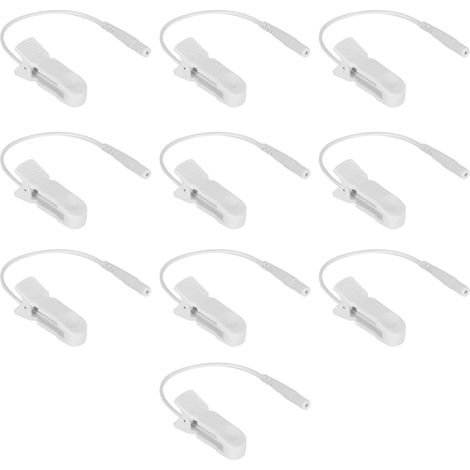 10pcs Câble électrode, clip oreille 2.0mm, fil connexion, appareil TENS, massage numérique, thérapie voyage (1/5)