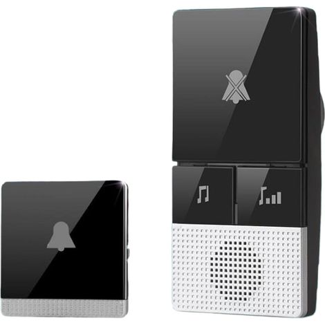 1 Sonnette sans fil, portée 100 m, IP55, 2 récepteurs, 52 mélodies, 3 niveaux volume, 433 MHz (1/5)