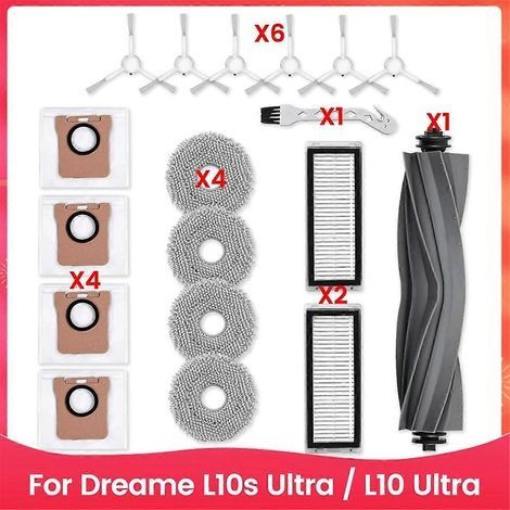 Pour aspirateur robot Dreame L10s Ultra / L10 Ultra : brosse latérale principale, filtres HEPA, chiffon de nettoyage, etc. (1/5)
