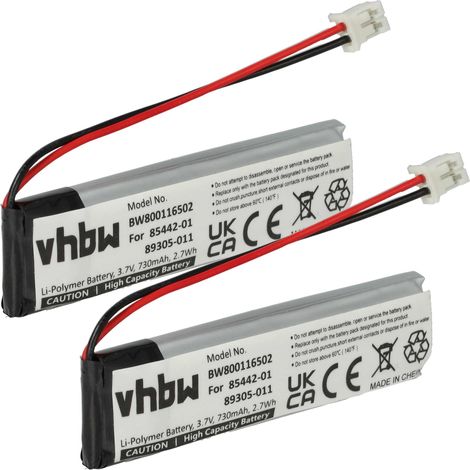vhbw 2x Akku Ersatz für Plantronics 85442-01, 89305-011 für Lautsprecher Boxen Speaker (730 mAh, 3,7 V, Li-Polymer)