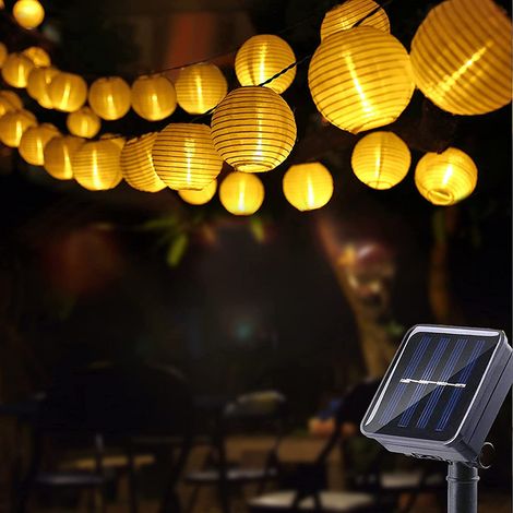 Guirlande lumineuse solaire d'extérieur - 6 m - 30 lanternes LED - 8 modes - Étanche - Éclairage solaire pour jardin, balcon(blanc chaud)