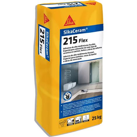 SikaCeram®-215 Flex - Adhesivo cementoso flexible C2TE/C2E de consistencia variable - 25 kg - Saco - Gris