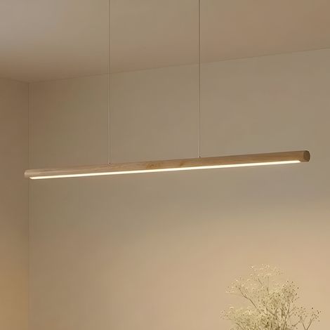 [NEUWERTIG] B-Ware Lucande Holz Hängeleuchte Pendelleuchte Maruta LED 3000K 120 cm Balken Lampe (1/2)