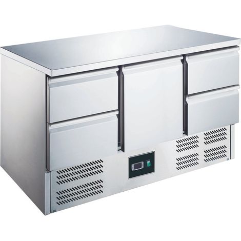 Table réfrigérée - 1 porte - 4 tiroirs - Inox - Saro
