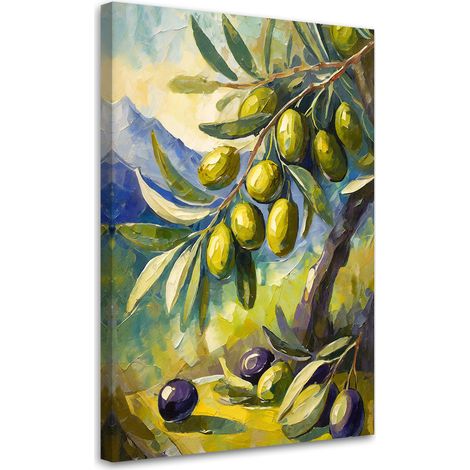 Tableau sur toile Tableau sur toile Olives sur un arbre peintes 40x60 (1/5)