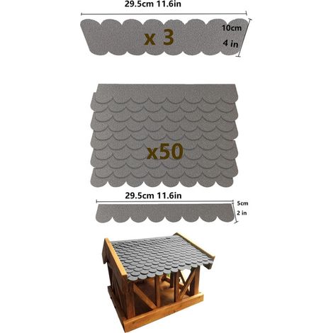 Shingles en Asphalte pour Toit de Nichoir - Tuiles Souples Imperméables Miniatures pour Volière, Poulailler et Cabane d'Oiseaux