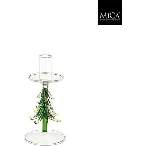 Grüner Weihnachtsbaum-Teelichthalter Ø9 × H17 cm