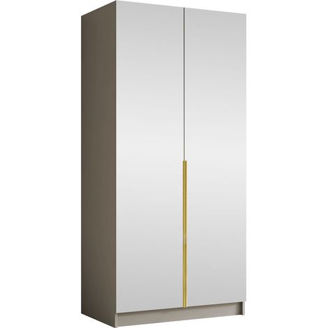 Armoire Closico Staton III, Cachemire + Doré, 215x100x58cm, Portes d'armoire: Avec des charnières, Nombre d'étagères: 0