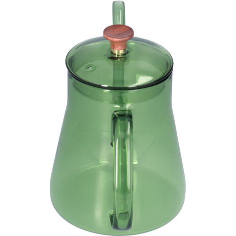 Bouilloire à café en verre 600 ml, à filtre, avec bec verseur long, idéale pour la cuisine (vert). (1/5)