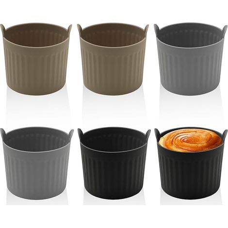 6-teiliges Set Silikon-Backformen, Muffinformen, Kuchenförmchen, Airfryer- und Wassereierformen, Airfryer-Kochutensilien (1/4)