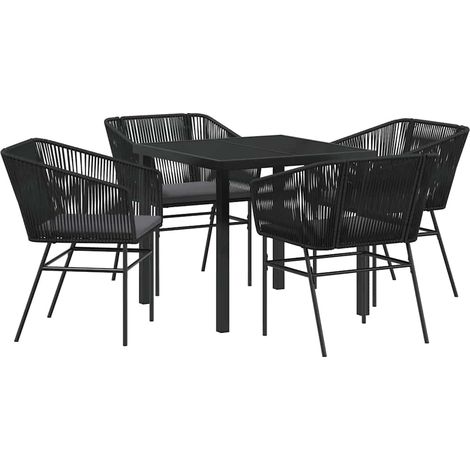 Ensemble de salle à manger pour jardin 5 pcs,Salon de jardin Noir Poly rotin CFW29459 (1/5)