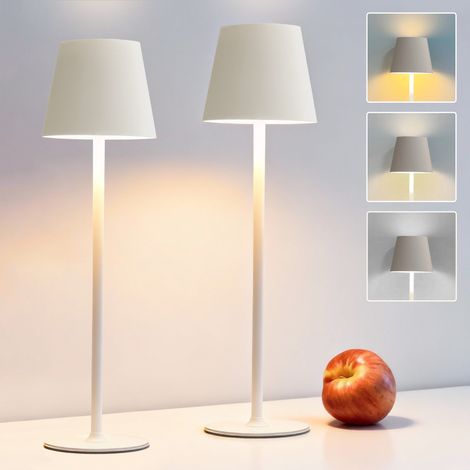 DILUMEN 2 Pièces Lampe de Table à Batterie LED Dimmable,2700K/3600/5000K 3 Température de Couleur Lampe de Table Sans Fil Tactile avec USB-C,Lampe de Chevet Tactile Rechargeable,Beige (1/5)