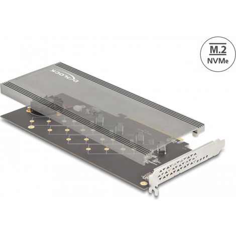 Delock Tarjeta PCI Express 4.0 x16 a 4 x interna NVMe M.2 Key M con disipador de calor y ventilador - BifurcaciÃ³n