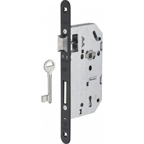 THIRARD - Serrure encastrable Monomax NF à clé pour porte de chambre, axe 50mm, bouts ronds, 1 clé - THIRARD