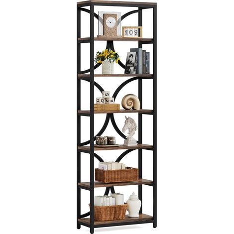 Tribesigns Libreria a 6 Ripiani, Alta 200 cm con Ripiani Aperti, Scaffale Portaoggetti Indipendente Industriale, Verticale Organizer per Libri, per Casa, Ufficio, Camera da Letto, Studio (1/5)