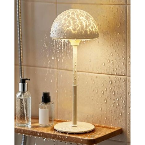 Wasserdichte Duschlampe mit Ozeanwellen-Projektion und 7 Farben – kabelloses, wiederaufladbares Licht mit Touch-Steuerung und Fernbedienung, ideal für die Duschkabine