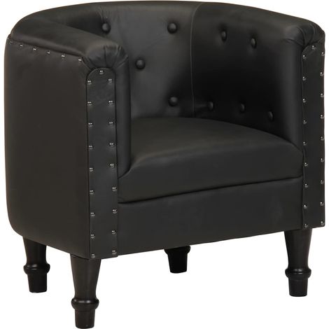 vidaXL Chaise cabriolet noir cuir véritable (1/5)