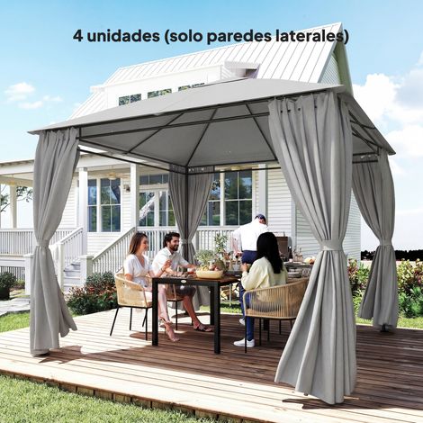 Seitenwände für Pavillon 3x3 m, Zeltwände mit 8 Fenstern, UV-Schutz 30+, wasserdicht, hellgrau