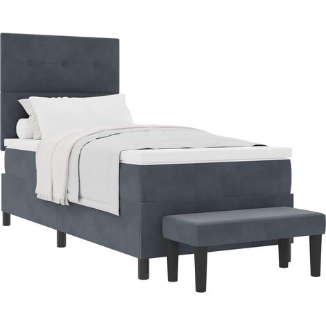 Lit simple  Lit adulte  Lit à ressorts avec matelas Gris foncé 80 x 200 cm Velours