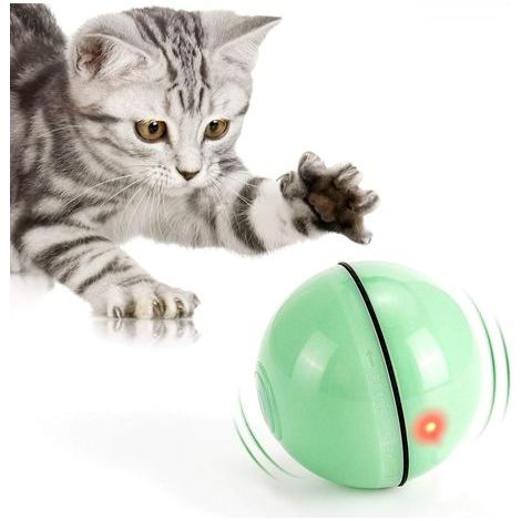 Jouets pour chat, boule de jouet avec lumières LED, rotation automatique à 360 degrés et chargement USB Jouets interactifs pour chat pour animaux de compagnie chiens chatons (vert) (1/4)