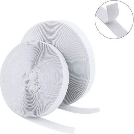 Bande velcro autocollante extra forte de 25 m, fermeture velcro double face Patte adhésive autocollante de 20 mm de large (1/5)