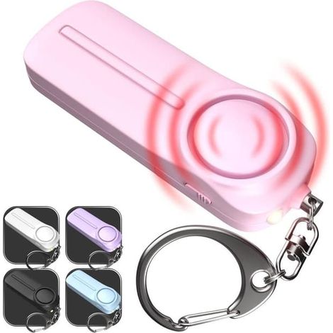 alarme de sécurité personnelle et d'autodéfense 130 dB avec lumière LED rose pour femmes et enfants - alarme anti-agression (1/5)