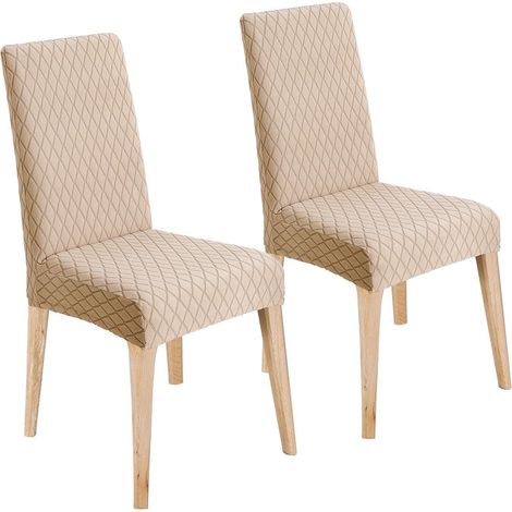 Housses de chaise jacquard extensibles 2 pièces Kaki (1/5)